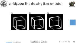 www.dadda.it roberto@dadda.it Excellence in usability 1st semester 2021-2022 56
ambiguous line drawing (Necker cube)
 