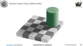 www.dadda.it roberto@dadda.it Excellence in usability 1st semester 2021-2022 59
Checker shadow illusion Adelson effect
5
9
 