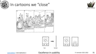 www.dadda.it roberto@dadda.it Excellence in usability 1st semester 2021-2022 91
In cartoons we “close”
9
1
Sun Sunset
 