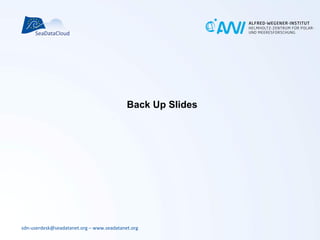 sdn-userdesk@seadatanet.org – www.seadatanet.org
Back Up Slides
 