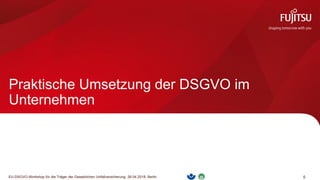0EU-DSGVO-Workshop für die Träger der Gesetzlichen Unfallversicherung, 26.04.2018, Berlin
Praktische Umsetzung der DSGVO im
Unternehmen
 