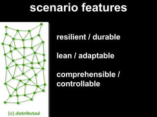 scenario features resilient / durable  lean / adaptable comprehensible / controllable 