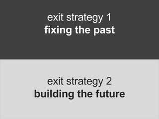 80% exit strategy 1 fixing the past exit strategy 2 building the future 