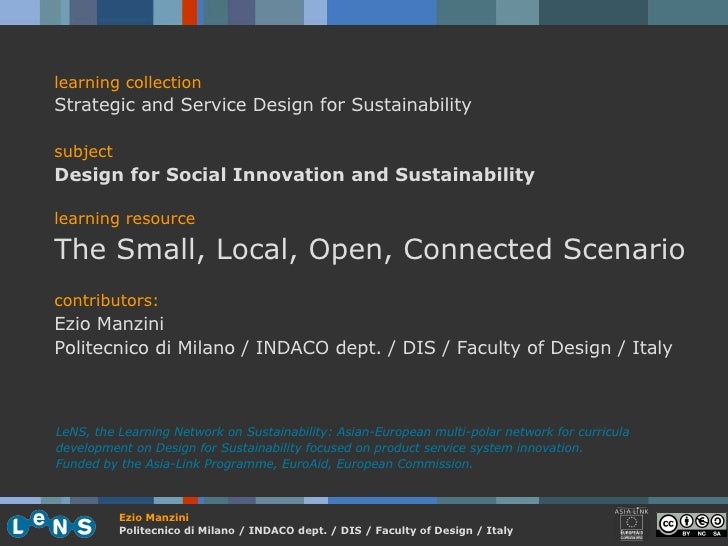 learning collection Strategic and Service Design for Sustainability subject Design for Social Innovation and Sustainabilit...