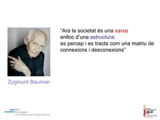 “ Ara la societat és una  xarxa enlloc d’una  estructura : es percep i es tracta com una matriu de connexions i desconexions” Zygmunt Bauman 