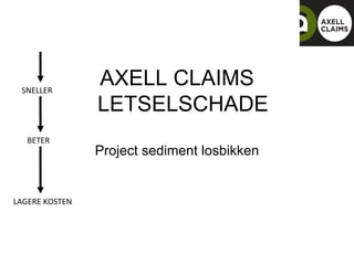 AXELL CLAIMS   LETSELSCHADE Project sediment losbikken SNELLER BETER LAGERE KOSTEN 