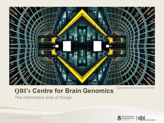QBI’s Centre for Brain Genomics The informatics side of things [Sprengben [why not get a friend]] September 8, 2011 