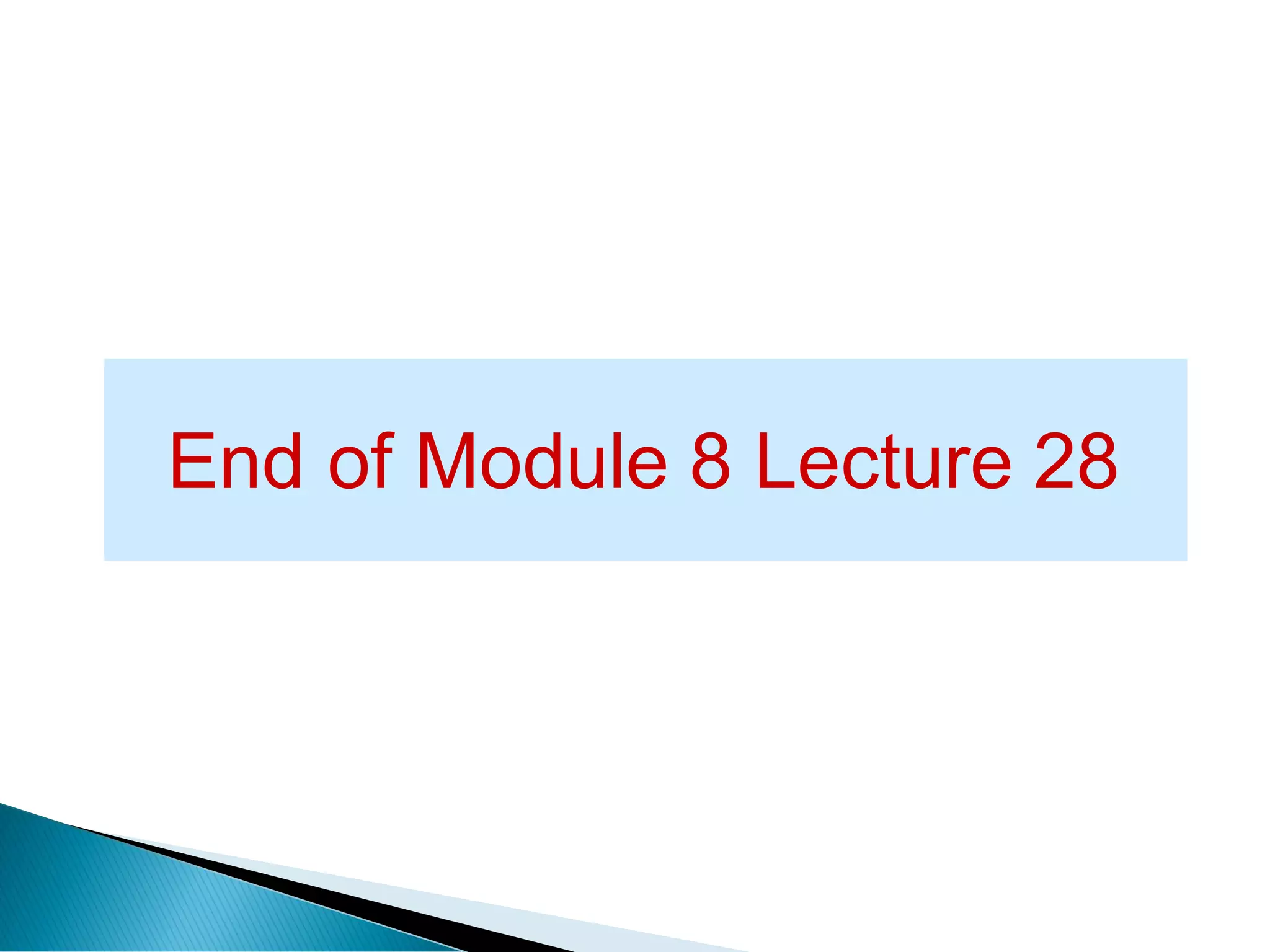 End of Module 8 Lecture 28
 