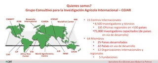 Disponibilidad, accessibilidad y aplicabilidad de los resultados de investigación de los Centros del Grupo Consultivo para la Investigación Agrícola Internacional (CGIAR)