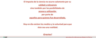 Disponibilidad, accessibilidad y aplicabilidad de los resultados de investigación de los Centros del Grupo Consultivo para la Investigación Agrícola Internacional (CGIAR)