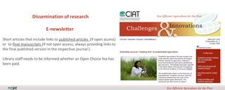 Availability, Accessibility and Applicability of CGIAR Research Results