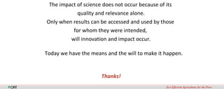 Availability, Accessibility and Applicability of CGIAR Research Results