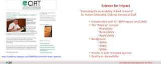 Availability, Accessibility and Applicability of CGIAR Research Results