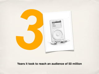 3
Years it took to reach an audience of 50 million
 
