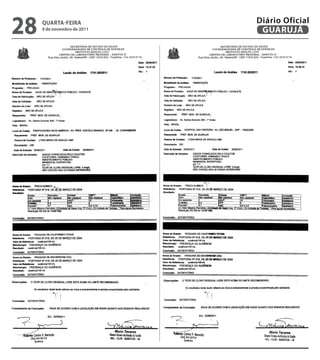 28   QUARtA-feiRA
     9 de novembro de 2011
                             Diário Oficial
                              GUARUJÁ
 