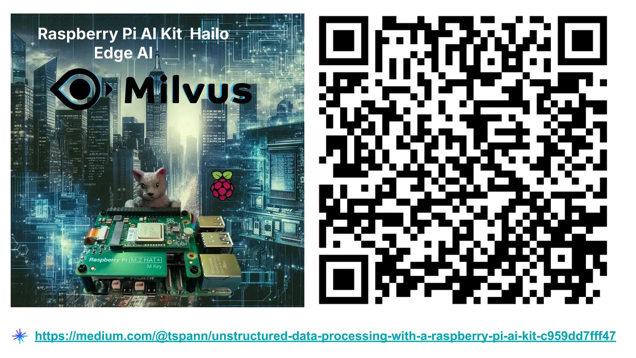 https://medium.com/@tspann/unstructured-data-processing-with-a-raspberry-pi-ai-kit-c959dd7fff47
Raspberry Pi AI Kit Hailo
Edge AI
 