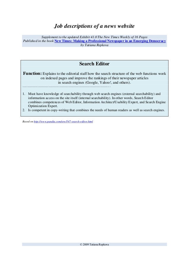 sample job description search editor