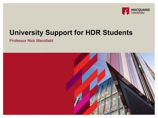 Professor Nick Mansfield
University Support for HDR Students
 