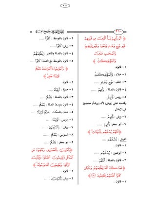 38
284
181
181
‫ﮋ‬‫ﭹ‬‫ﭸ‬‫ﭷ‬‫ﭶ‬‫ﭵ‬‫ﭴ‬
‫ﭿ‬‫ﭾ‬‫ﭽ‬‫ﭼ‬‫ﭻ‬‫ﭺ‬
‫ﮁ‬‫ﮀ‬
‫ﮃ‬‫ﮂ‬‫ﮊ‬
8-.‫قالون‬
2-: ‫خالد‬‫ﮃ‬‫ﮂ‬
3-: ‫خلف‬‫ﭼ‬‫ﭻ‬.....
4-: ‫بالصلة‬ ‫قالون‬‫ﭵ‬.....
5-:‫رويس‬‫ﭵ‬
‫ـى‬‫ـ‬‫ل‬‫ع‬ ‫ـو‬‫ـ‬‫ت‬‫وقدم‬(‫ورش‬)‫ألن‬(‫ـا‬‫ـ‬‫ش‬‫ور‬)‫ـوز‬‫ـ‬‫ج‬ِ‫م‬
‫اإلبدال‬ ‫ف‬
6-: ‫ورش‬‫ﭵ‬.....
7-:‫جعفر‬ ‫أبو‬‫ﭵ‬.....
‫ﮋ‬‫ﮄ‬‫ﮇ‬‫ﮆ‬‫ﮅ‬‫ﮊ‬
‫الفرش‬:‫ﮅ‬....
8-.‫قالون‬
2-: ‫أبوعمرو‬‫ﮅ‬.....
3-: ‫بالصلة‬ ‫قالون‬‫ﮄ‬.....
‫ﮋ‬‫ﮌ‬‫ﮋ‬‫ﮊ‬‫ﮉ‬‫ﮈ‬
‫ﮐ‬‫ﮏ‬‫ﮎ‬‫ﮍ‬‫ﮊ‬
8-. ‫قالون‬
2-: ‫بالتوسط‬ ‫قالون‬‫ﮍ‬.....
3-:‫ورش‬‫ﮍ‬.....
4-: ‫والقصر‬ ‫بالصلة‬ ‫قالون‬‫ﮋ‬
5-:‫الصلة‬ ‫مع‬ ‫بالتوسط‬ ‫قالون‬‫ﮍ‬...
‫ﮋ‬‫ﮓ‬‫ﮒ‬‫ﮑ‬
‫ﮖ‬‫ﮕ‬‫ﮔ‬‫ﮊ‬
8-.‫قالون‬
2-: ‫حمزة‬‫ﮔ‬.....
3-: ‫بالصلة‬ ‫قالون‬‫ﮓ‬.....
4-: ‫الصلة‬ ‫بتوسط‬ ‫قالون‬‫ﮓ‬.....
5-: ‫بالسكت‬ ‫خلف‬‫ﮔ‬‫ﮓ‬.....
6-: ‫يس‬‫ر‬‫إد‬‫ﮔ‬.....
7-: ‫ورش‬‫ﮑ‬.....
8-: ‫السوس‬‫ﮓ‬.....
9-: ‫جعفر‬ ‫أبو‬‫ﮓ‬.....
‫ﮋ‬‫ﮚ‬‫ﮙ‬‫ﮘ‬‫ﮗ‬
‫ﮞ‬‫ﮝ‬‫ﮜ‬ ‫ﮛ‬
‫ﮣ‬‫ﮢ‬‫ﮡ‬‫ﮠ‬‫ﮟ‬‫ﮊ‬
8-. ‫قالون‬
2-:‫ورش‬‫ﮗ‬.....
 