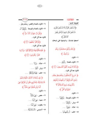 484
187
187
187
187
‫ﮌ‬e
: ‫الثانية‬ ‫يقة‬‫ر‬‫الط‬
‫ﮋ‬‫ﭗ‬‫ﭖ‬‫ﭕ‬‫ﭔ‬‫ﭓ‬‫ﭒ‬ ‫ﭑ‬
‫ﭝ‬‫ﭜ‬‫ﭛ‬‫ﭚ‬‫ﭙ‬‫ﭘ‬
‫ﭠ‬‫ﭟ‬‫ﭞ‬‫ﮊ‬
‫شيخ‬ ‫على‬ ‫ا‬ ‫واعرض‬ ، ‫بنفس‬ ‫ا‬ ‫اجمع‬
.
‫ﮋ‬‫ﭤ‬‫ﭣ‬‫ﭢ‬‫ﭡ‬
‫ﭦ‬‫ﭥ‬‫ﮊ‬
8-.‫قالون‬
2-: ‫بالصلة‬ ‫قالون‬‫ﭢ‬....
‫ﮋ‬‫ﭬ‬‫ﭫ‬‫ﭪ‬‫ﭩ‬‫ﭨ‬‫ﭧ‬‫ﮊ‬
. ‫ا‬‫ر‬‫الق‬ ‫كل‬‫معو‬ ‫قالون‬
‫ﮋ‬‫ﭰ‬‫ﭯ‬‫ﭮ‬‫ﭭ‬
‫ﭶ‬‫ﭵ‬‫ﭴ‬‫ﭳ‬‫ﭲ‬‫ﭱ‬
‫ﭼ‬‫ﭻ‬‫ﭺ‬‫ﭹ‬‫ﭸ‬‫ﭷ‬
‫ﮀ‬‫ﭿ‬‫ﭾ‬‫ﭽ‬‫ﮊ‬
8-.‫قالون‬
2-: ‫بالتوسط‬ ‫قالون‬‫ﭳ‬....
3-‫ورش‬:‫ﭳ‬....
4-: ‫خالد‬‫ﭽ‬....
5-: ‫خلف‬‫ﭵ‬‫ﭴ‬....
6-:‫والقصر‬ ‫بالصلة‬ ‫قالون‬‫ﭯ‬..
7-: ‫والتوسط‬ ‫بالصلة‬ ‫قالون‬‫ﭴ‬‫ﭳ‬
‫ﮋ‬‫ﮆ‬‫ﮅ‬ ‫ﮄ‬‫ﮃ‬‫ﮂ‬‫ﮁ‬‫ﮊ‬
. ‫ا‬‫ر‬‫الق‬ ‫كل‬‫معو‬ ‫قالون‬
‫ﮋ‬‫ﮊ‬‫ﮉ‬ ‫ﮈ‬‫ﮇ‬‫ﮊ‬
. ‫ا‬‫ر‬‫الق‬ ‫كل‬‫معو‬ ‫قالون‬
‫ﮋ‬‫ﮎ‬‫ﮍ‬‫ﮌ‬‫ﮋ‬‫ﮐ‬‫ﮏ‬
‫ﮓ‬‫ﮒ‬ ‫ﮑ‬‫ﮊ‬
8-.‫قالون‬
2-: ‫ـالد‬‫خ‬‫ﮏ‬.....
3-: ‫ورش‬‫ﮎ‬.....
4-: ‫خلف‬‫ﮍ‬‫ﮌ‬.....
‫ﮋ‬‫ﮙ‬‫ﮘ‬ ‫ﮗ‬‫ﮖ‬‫ﮕ‬‫ﮔ‬
‫ﮟ‬‫ﮞ‬‫ﮝ‬‫ﮜ‬‫ﮛ‬‫ﮚ‬
‫ﮥ‬‫ﮤ‬‫ﮣ‬‫ﮢ‬‫ﮡ‬‫ﮠ‬‫ﮊ‬
8-.‫قالون‬
2-: ‫حفص‬‫ﮥ‬‫ﮤ‬‫ﮣ‬
3-: ‫شعبة‬‫ﮠ‬‫ﮟ‬.....
4-: ‫يعقوب‬‫ﮠ‬‫ﮟ‬.....
5-: ‫السوس‬‫ﮚ‬.....
 