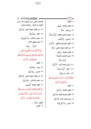 38
246
116
116
8-. ‫قالون‬
2-: ‫بالصلة‬ ‫قالون‬‫ﭧ‬
3-‫كثي‬‫ابن‬‫ـ‬: ‫ر‬‫ﭫ‬
4-:‫بالقصر‬ ‫البصري‬ ‫دوري‬‫ﭦ‬‫ﭥ‬
5-: ‫السوس‬‫ﭬ‬‫ﭫ‬
6-: ‫والسكون‬ ‫بالتوسط‬ ‫قالون‬‫ﭥ‬‫ﭤ‬
7-‫ذكوان‬ ‫ابن‬‫الثان‬ ‫بالوجو‬:‫ﭫ‬
8-: ‫بالصلة‬ ‫قالون‬‫ﭧ‬
9-: ‫بالتوسط‬ ‫البصري‬ ‫دوري‬
‫ﭦ‬‫ﭥ‬
84-: ‫البدل‬ ‫بأوجو‬ ‫ورش‬‫ﭥ‬‫ﭤ‬
88-: ‫خلف‬‫ﭦ‬‫ﭥ‬
82-: ‫خالد‬‫ﭩ‬‫ﭨ‬
‫ﮋ‬‫ﭴ‬‫ﭳ‬‫ﭲ‬‫ﭱ‬‫ﭰ‬‫ﭯ‬
‫ﭶ‬‫ﭵ‬‫ﮊ‬
8-. ‫قالون‬
2-: ‫بالصلة‬ ‫قالون‬‫ﭲ‬
3-:‫الصلة‬ ‫بتوسط‬ ‫قالون‬‫ﭲ‬
4-:‫البدل‬ ‫بقصر‬ ‫ورش‬‫ﭲ‬
5-: ‫يس‬‫ر‬‫إد‬‫ﭳ‬‫ﭲ‬
‫ـى‬‫ـ‬‫ـ‬‫ـ‬‫ـ‬‫ـ‬‫ل‬‫ع‬ ‫ـو‬‫ـ‬‫ـ‬‫ـ‬‫ـ‬‫ـ‬‫ت‬‫وقدم‬(‫ـوان‬‫ـ‬‫ـ‬‫ـ‬‫ـ‬‫ـ‬‫ك‬‫ذ‬ ‫ـن‬‫ـ‬‫ـ‬‫ـ‬‫ـ‬‫ـ‬‫ب‬‫ا‬)‫ألن‬(‫ـن‬‫ـ‬‫ـ‬‫ـ‬‫ـ‬‫ـ‬‫ب‬‫ا‬
‫ذكوان‬)‫اإلمال‬ ‫لو‬‫و‬،. ‫متأخرة‬ ‫واإلمالو‬
6-: ‫الثان‬ ‫بالوجو‬ ‫ذكوان‬ ‫ابن‬‫ﭲ‬
7-: ‫خلف‬‫ﭴ‬‫ﭳ‬
8-: ‫بالسكت‬ ‫خلف‬‫ﭳ‬‫ﭲ‬
9-: ‫البدل‬ ‫بوج‬ ‫ورش‬
‫ﭱ‬....‫ﭳ‬
‫ﮋ‬‫ﭻ‬‫ﭺ‬‫ﭹ‬‫ﭸ‬‫ﭷ‬
‫ﮁ‬‫ﮀ‬‫ﭿ‬‫ﭾ‬‫ﭽ‬‫ﭼ‬
‫ﮃ‬‫ﮂ‬‫ﮊ‬
8-.‫قالون‬
2-: ‫ورش‬‫ﭾ‬‫ﭽ‬
3-: ‫يس‬‫ر‬‫إد‬‫ﭾ‬‫ﭽ‬
4-‫الثان‬ ‫بالوجو‬ ‫ذكوان‬ ‫ابن‬:‫ﭼ‬
5-: ‫بالسكت‬ ‫خلف‬‫ﭾ‬‫ﭽ‬
6-: ‫بالصلة‬ ‫قالون‬‫ﭺ‬
‫ﮋ‬‫ﮉ‬‫ﮈ‬‫ﮇ‬‫ﮆ‬ ‫ﮅ‬‫ﮄ‬
‫ﮐ‬‫ﮏ‬‫ﮎ‬‫ﮍ‬‫ﮌ‬‫ﮋ‬‫ﮊ‬
‫ﮔ‬‫ﮓ‬‫ﮒ‬‫ﮑ‬‫ﮊ‬
‫الفرش‬:‫ﮅ‬.....
8-.‫قالون‬
 