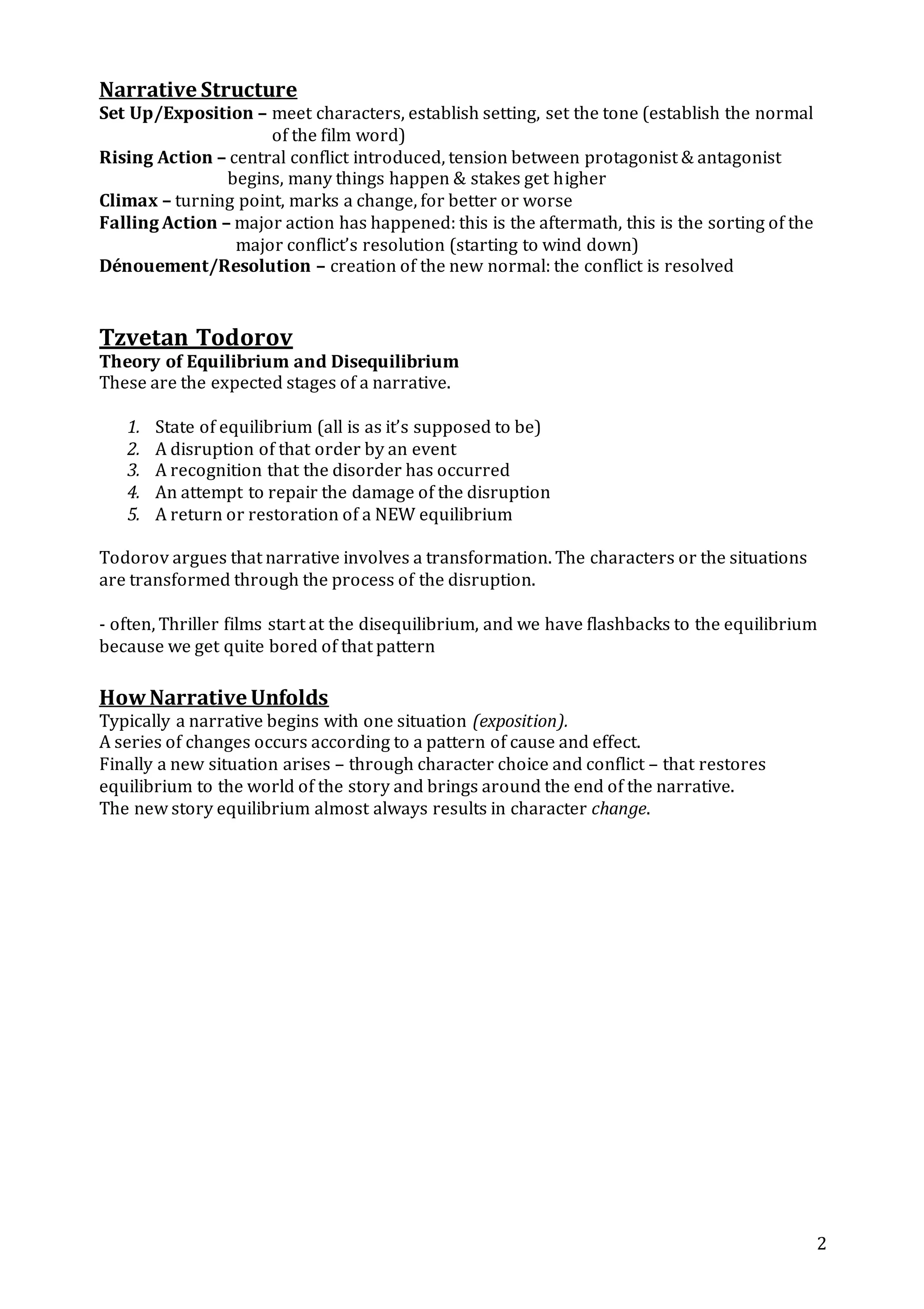 Narrative Structure In Films - Lesson Notes | DOCX