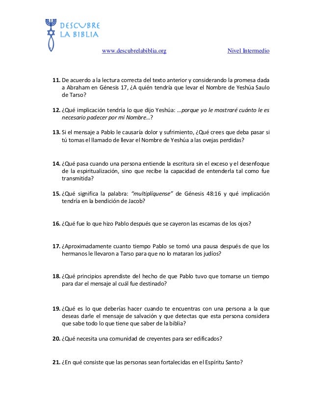 09 Cuestionario Sin Respuestas De Hechos Capitulo 9 La Palabra No
