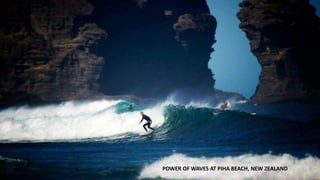 POWER OF WAVES AT PIHA BEACH, NEW ZEALAND
 