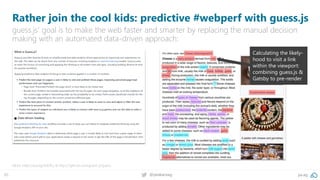 85 @peakaceag pa.ag
Rather join the cool kids: predictive #webperf with guess.js
guess.js’ goal is to make the web faster and smarter by replacing the manual decision
making with an automated data-driven approach:
More: https://pa.ag/2kEJfLy & https://github.com/guess-js/guess
Calculating the likely-
hood to visit a link
within the viewport:
combining guess.js &
Gatsby to pre-render
 