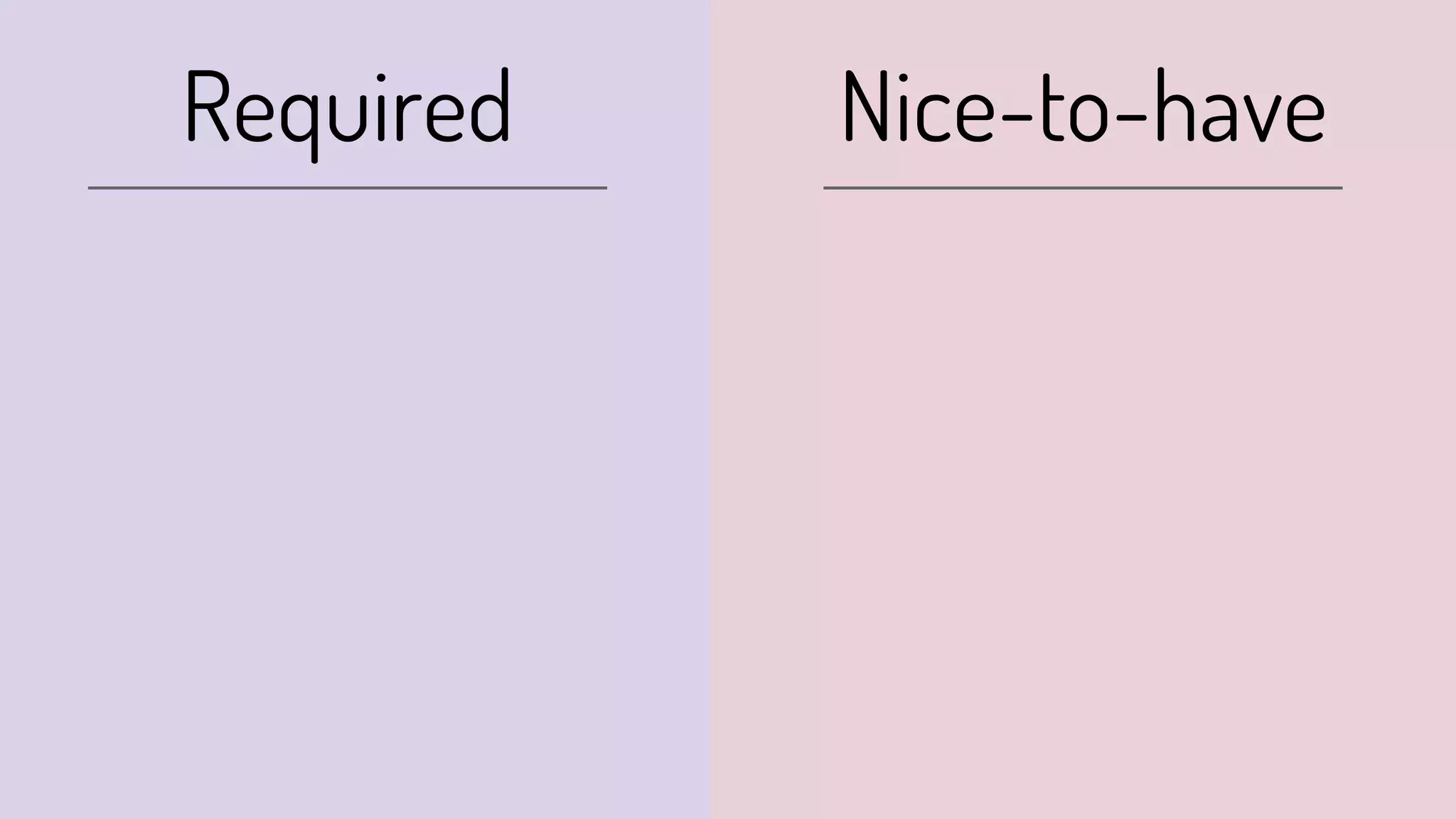 Required Nice-to-have
 