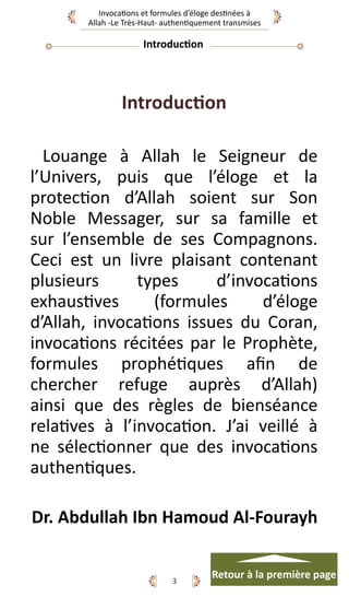 Invocations et formules d’éloge destinées à Allah -Le Très-Haut ...