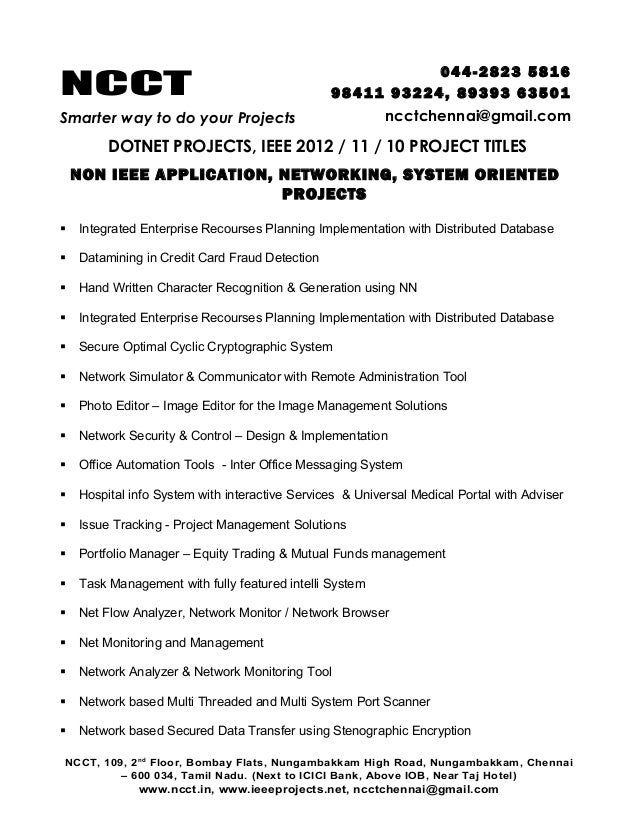 Networking List Sample Networking projects list - ourdast