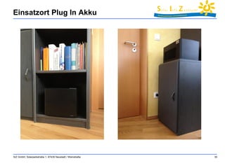 Einsatzort Plug In Akku 
SIZ GmbH, Solarparkstraße 1, 67435 Neustadt / Weinstraße 30 
 