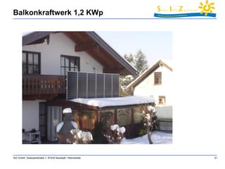 Balkonkraftwerk 1,2 KWp 
SIZ GmbH, Solarparkstraße 1, 67435 Neustadt / Weinstraße 51 
 