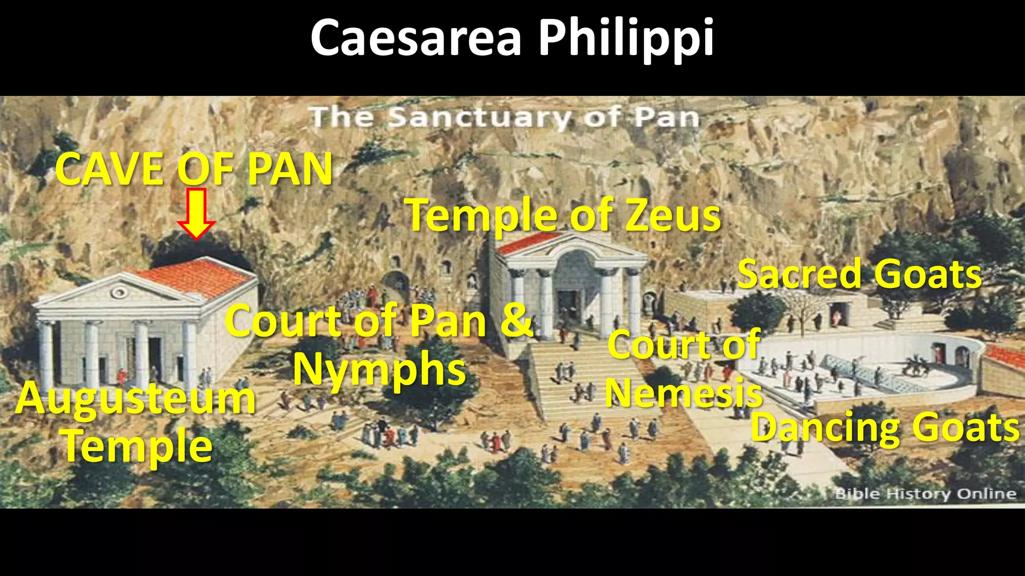 Caesarea Philippi
Augusteum
Temple
CAVE OF PAN
Court of Pan &
Nymphs
Temple of Zeus
Court of
Nemesis
Sacred Goats
Dancing Goats
 