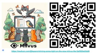 https://medium.com/@tspann/shining-some-light-on-the-new-milvus-lite-5a0565eb5dd9
 
