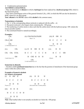 Comprehensive F4 Chemistry Notes on Alcohols and Alkanoic Acids by Mr ...