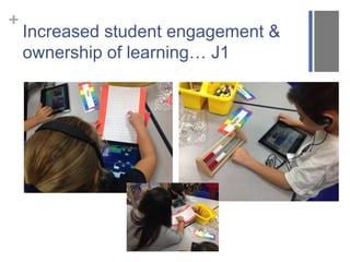 + 
Increased student engagement & 
ownership of learning… J1 
 