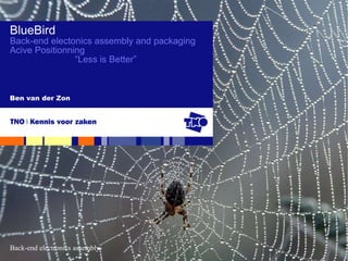 Ben van der Zon BlueBird Back-end electonics assembly and packaging Acive Positionning “ Less is Better” 
