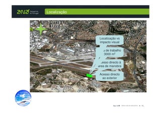 Localização



N
                   Localização vs
                   impacto visual

                  Área de trabalho
                     3000 m2

                  Acesso directo à
                  área de manobra

                   Acesso directo
                    ao exterior




                            Dez-10   12_
 