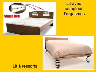 Lit avec
                  compteur
                 d’orgasmes




Lit à ressorts
 