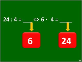 24 : 4 = ___  ⇔  6  ·  4 = ____  6  24  