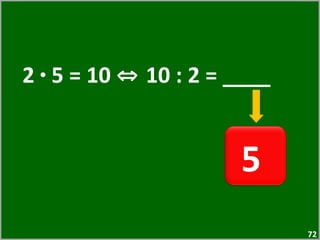 2  ·  5 = 10  ⇔  10 : 2 = ____  5  