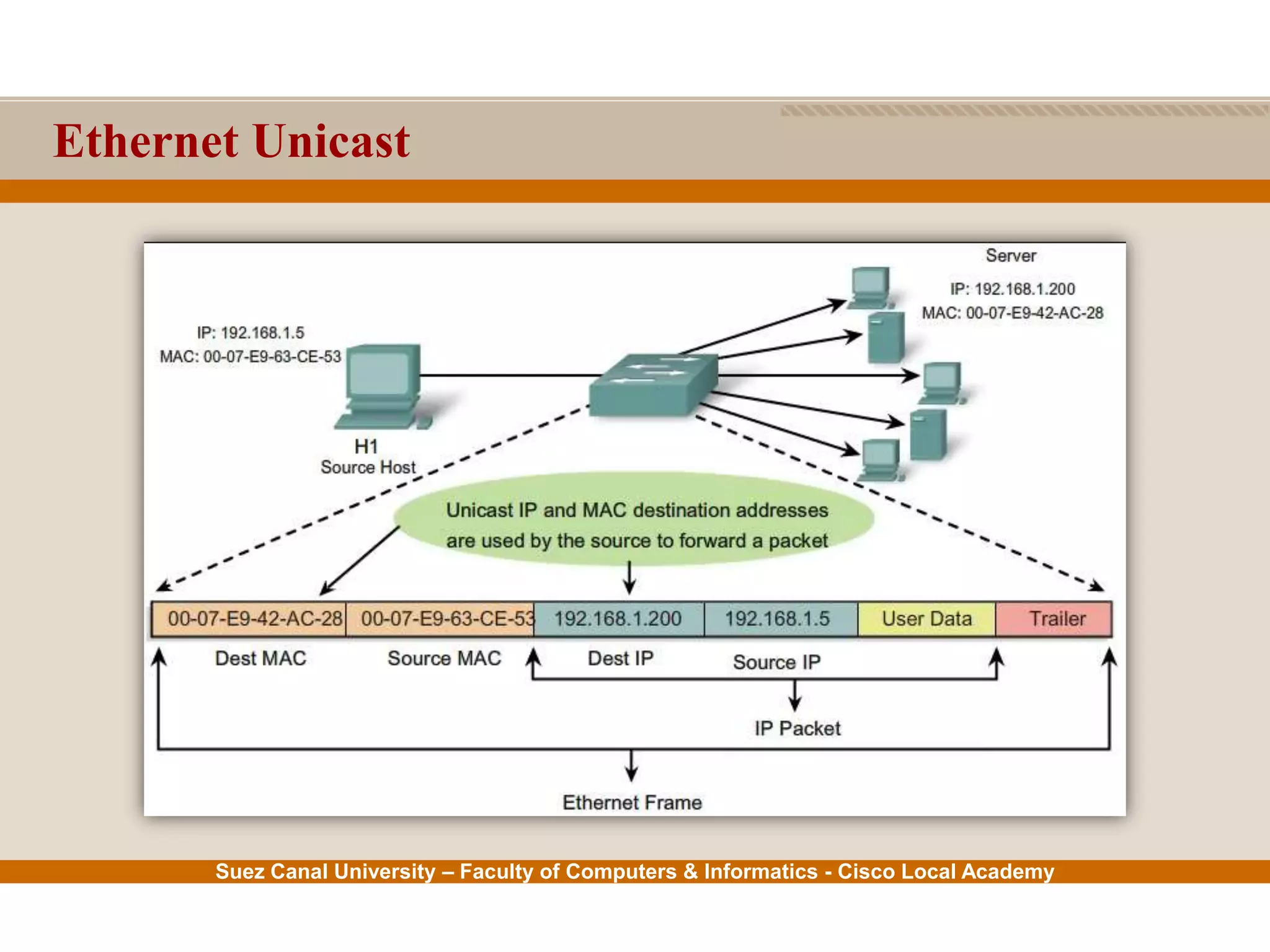 Suez Canal University – Faculty of Computers & Informatics - Cisco Local Academy
Ethernet Unicast
 
