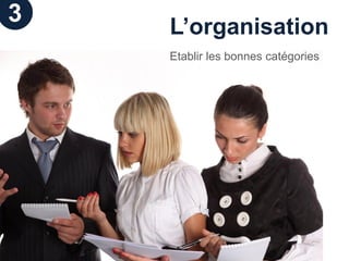 3
    L’organisation
    Etablir les bonnes catégories
 
