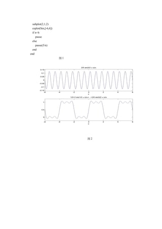 subplot(2,1,2)
  ezplot(Sm,[-6,6])
  if n<6
     pause
  else
     pause(5/n)
  end
end
                      图1




                           图2
 
