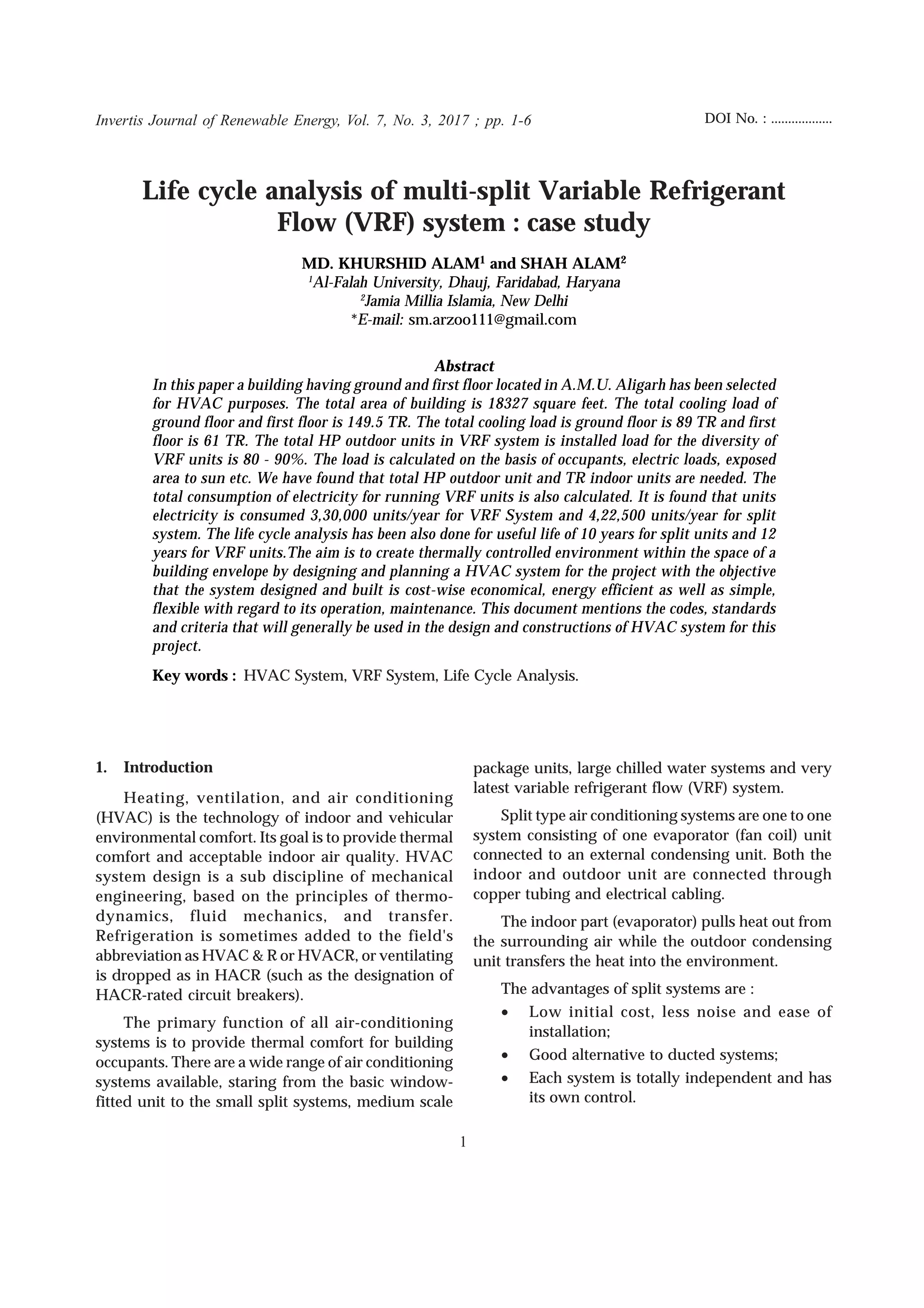 Life Cycle Analysis of Multi Split VRF System | PDF