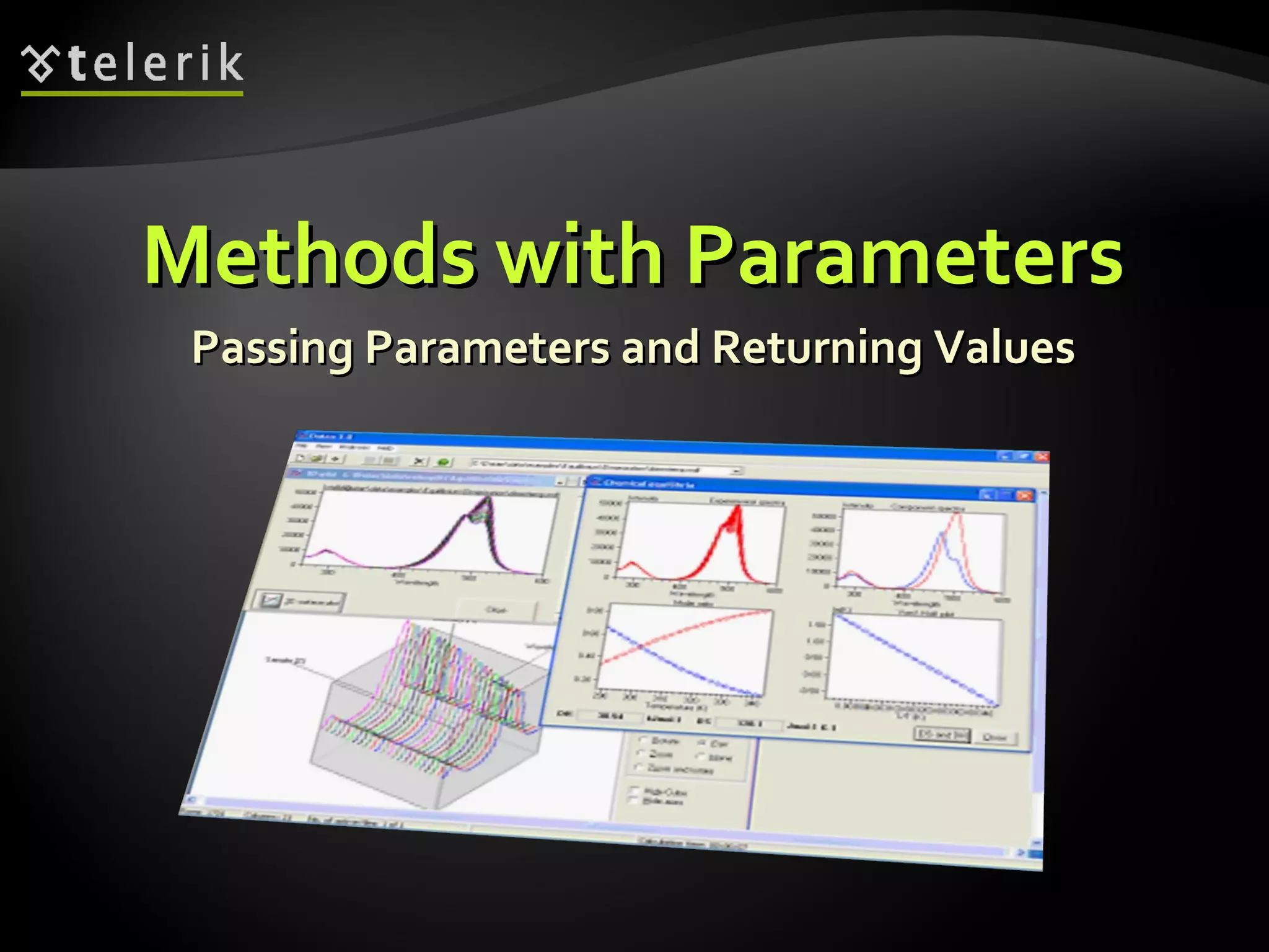 Methods with ParametersMethods with Parameters
Passing Parameters and Returning ValuesPassing Parameters and Returning Values
 