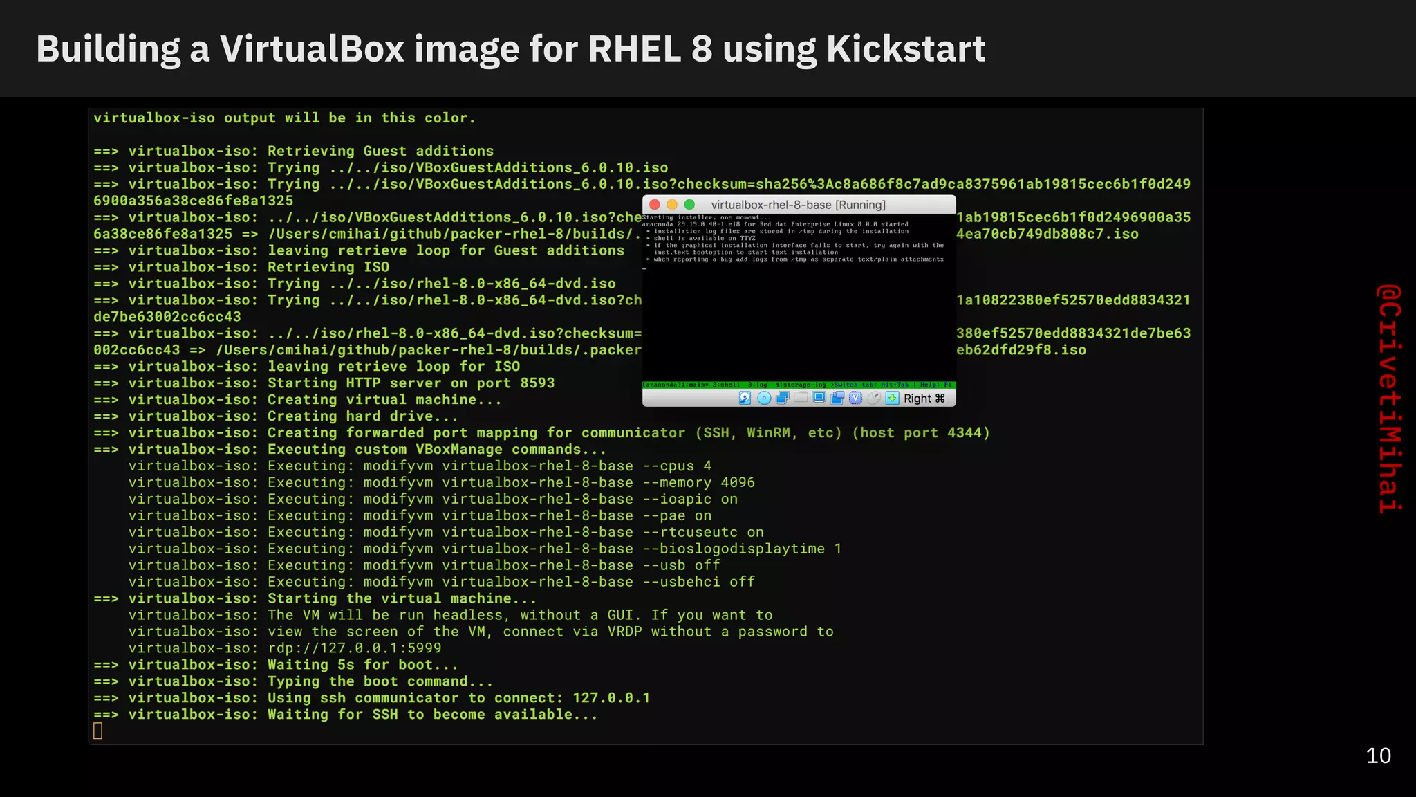 Building a VirtualBox image for RHEL 8 using Kickstart
10
 