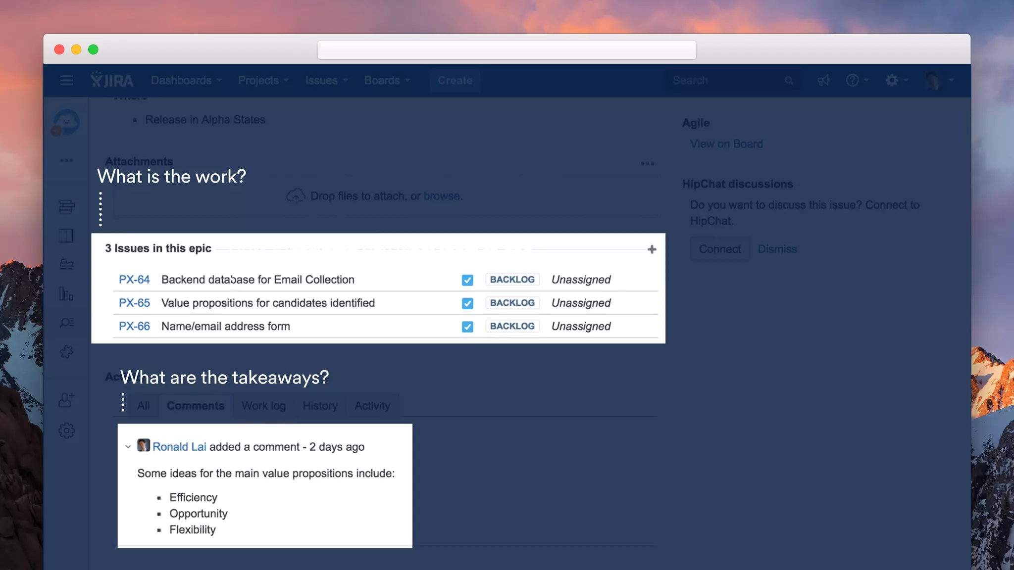 How to organize?
What are the takeaways?
What is the work?
 